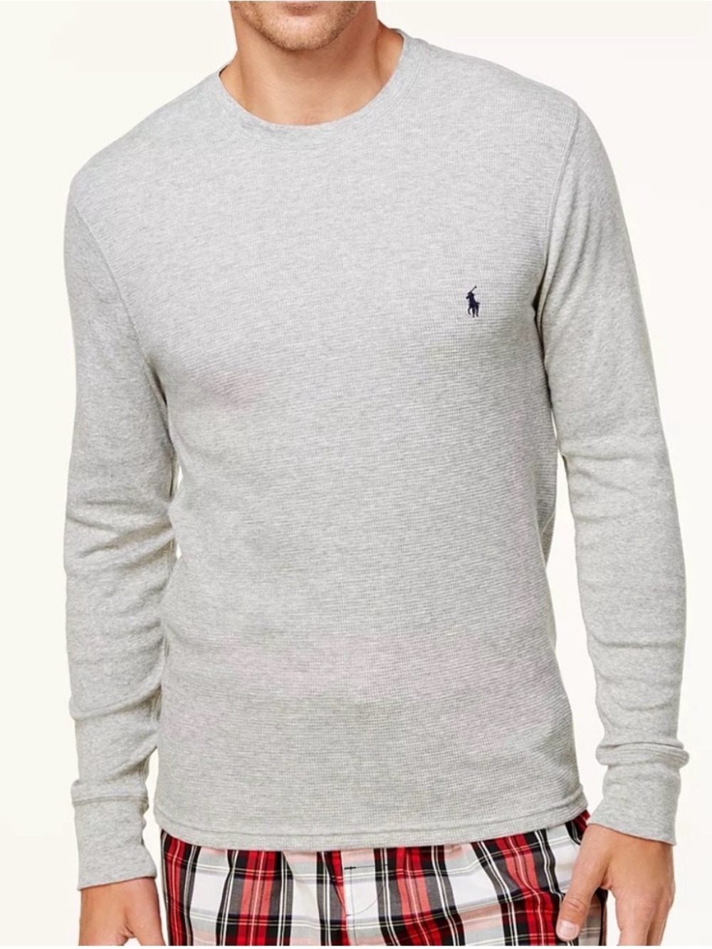 NWT POLO RALPH LAUREN Men's Waffle-Knit Thermal Shirt Grey Size Large